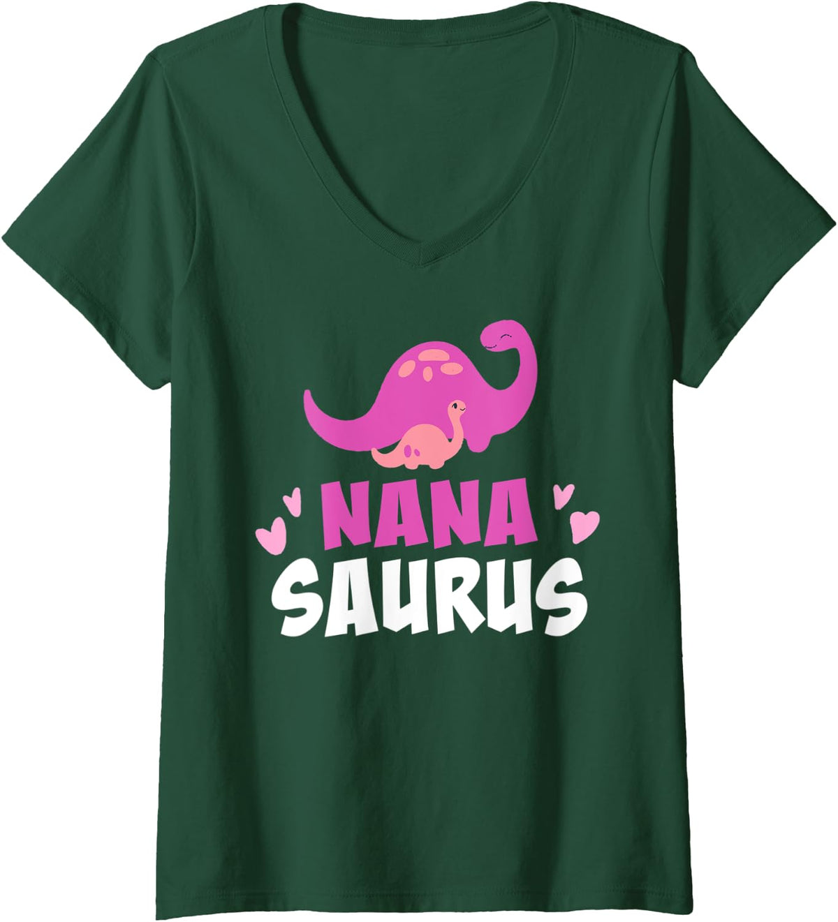 Womens Nanasaurus Rex Shirt Nanasaur Dinosaur Nana Grandma V-Neck T-Shirt - Dark Green