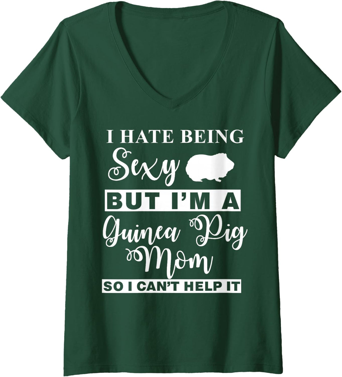 Women's Guinea Pig Mom Apparel - Funny Cute Moms Design V-Neck T-Shirt - Dark Green