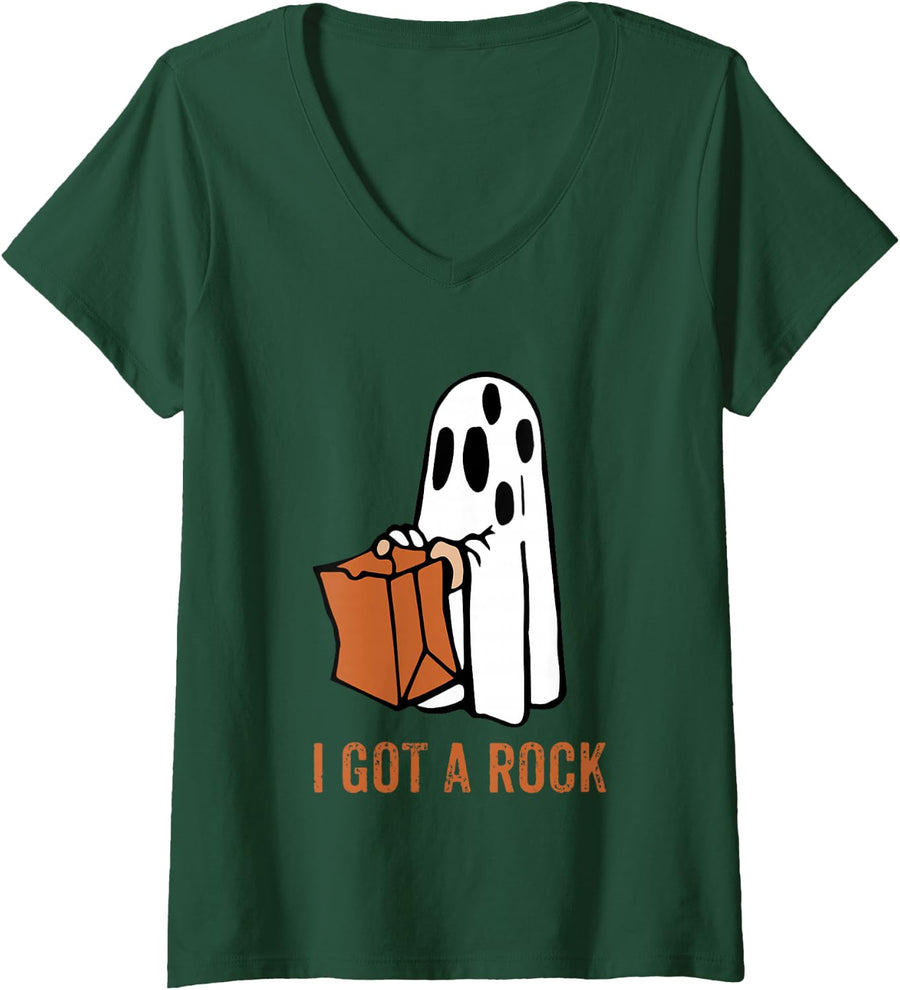 Womens I Got A Rock V-Neck T-Shirt - Dark Green