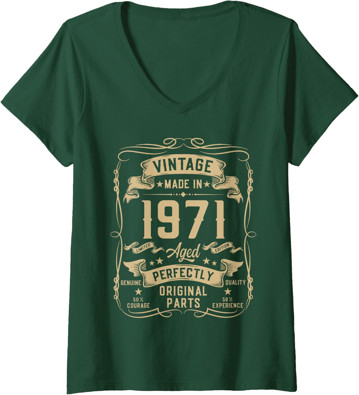 Women's Vintage 1971 55yr 55th Birthday Gifts for Men 55 Years Old V-Neck T-Shirt - Dark Green