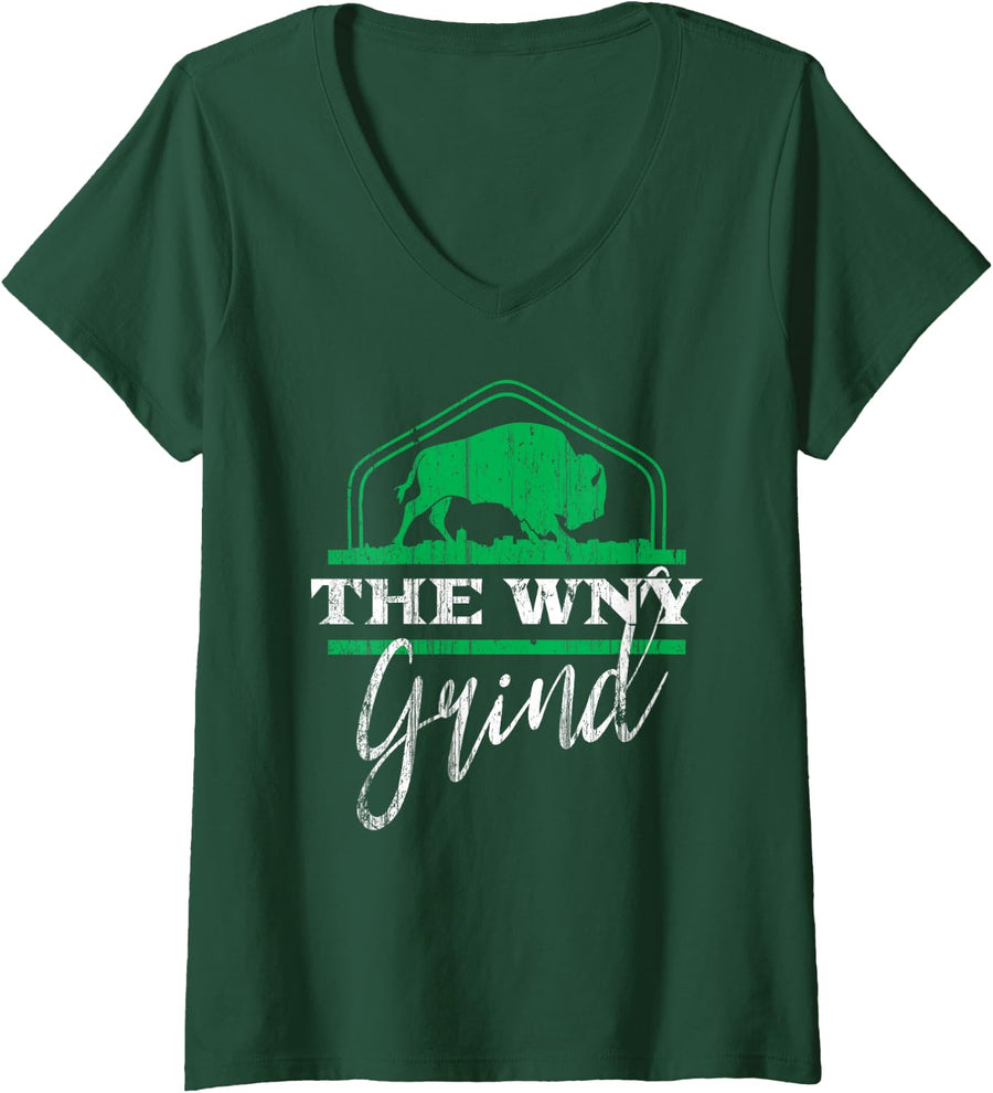 Women's WNY 716 Grit and Grind V-Neck T-Shirt - Dark Green