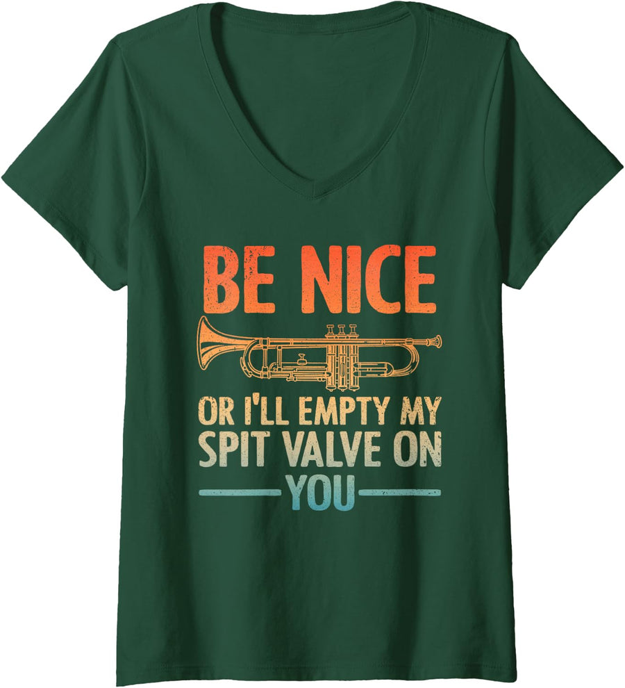 Women's Funny Trumpet Design for Men Women Trumpetist Trumpet Player V-Neck T-Shirt - Dark Green