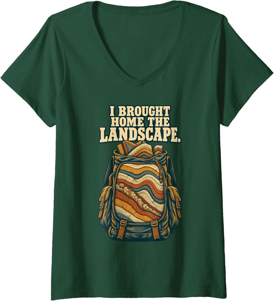Women's Rockhounding for Mineral and Stone Collecting V-Neck T-Shirt - Dark Green
