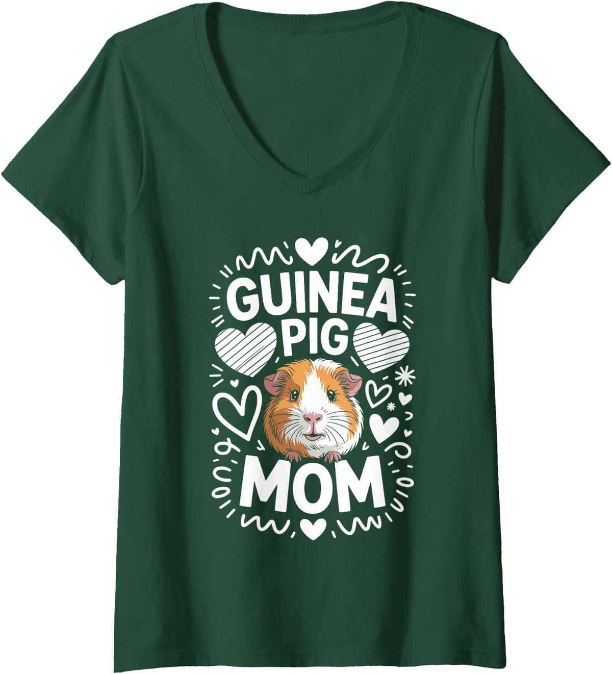 Women's Guinea Pig Mom Guinea Pigs V-Neck T-Shirt - Dark Green