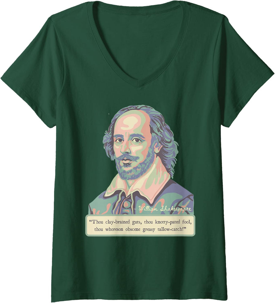 Women's Shakespeare Insult V-Neck T-Shirt - Dark Green