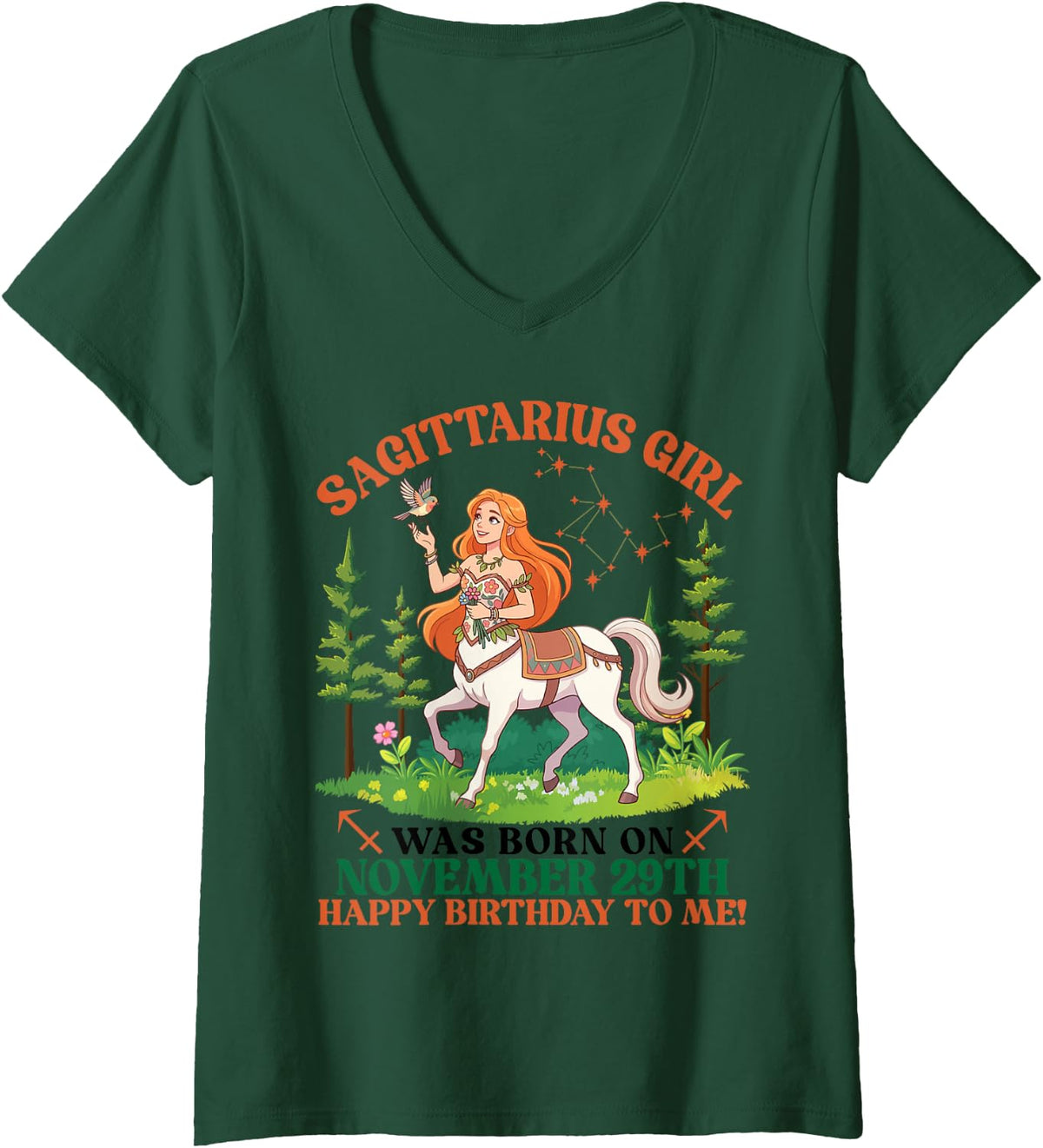 Women's Sagittarius Girl was Born On November 29th Birthday to Me V-Neck T-Shirt - Dark Green