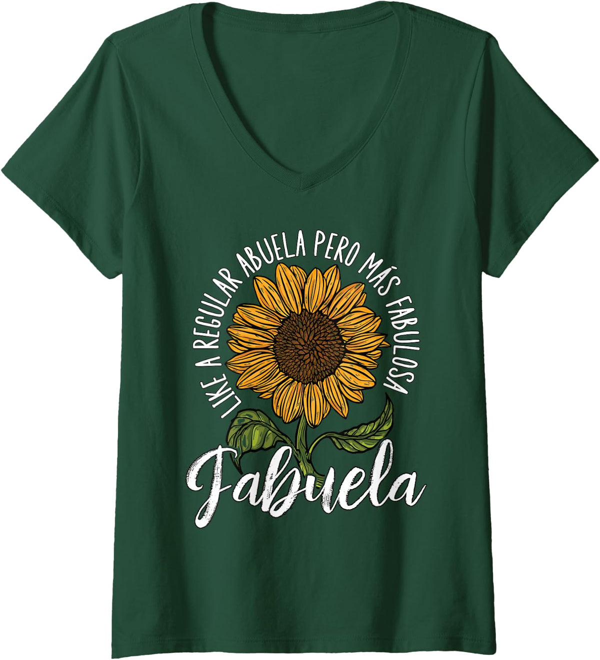 Women's The Fabulous Abuela Para Fabuela Mothers Day Abuelita V-Neck T-Shirt - Dark Green