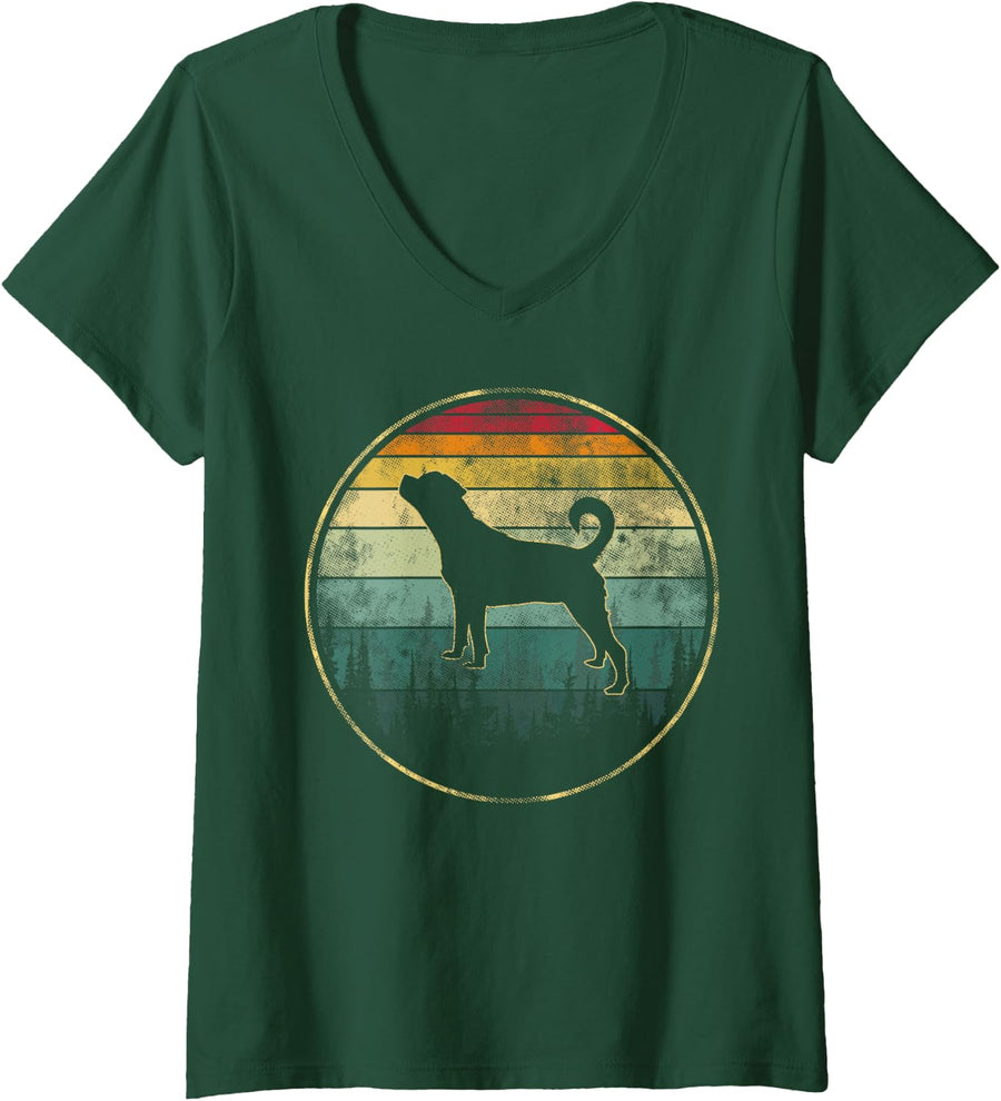 Women's Vintage Rottweiler Dog Lover Gifts Retro Rottweiler V-Neck T-Shirt - Dark Green