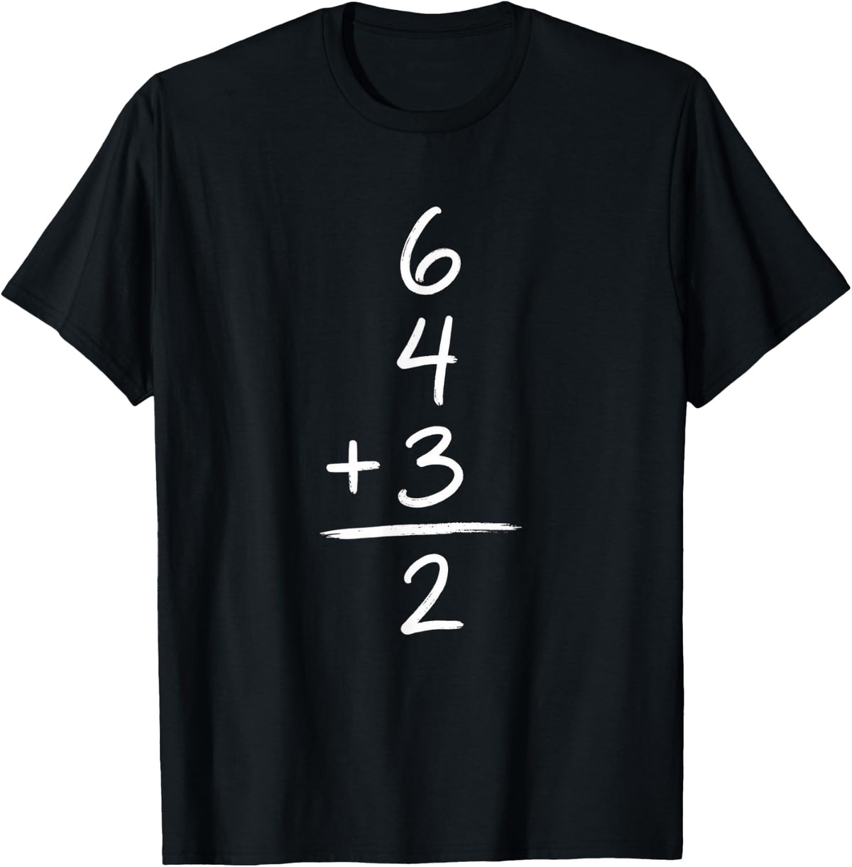 6 4 + 3 2 Baseball Double Play Math Equation for Kids T-Shirt - Black