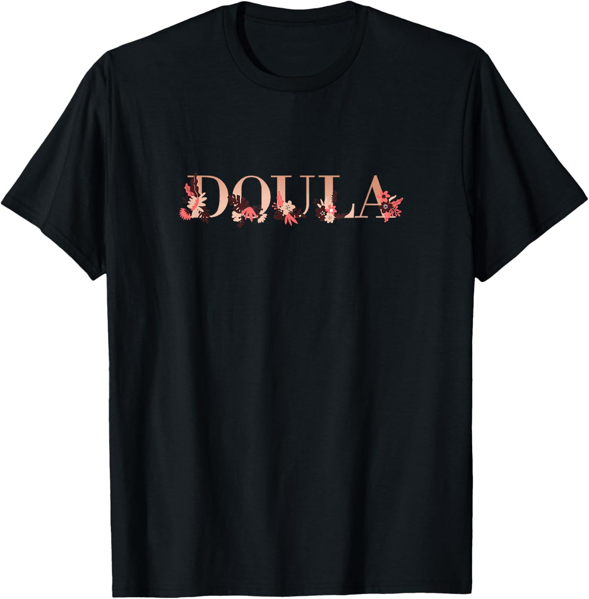 Doula Floral Birth Team T-Shirt - Black