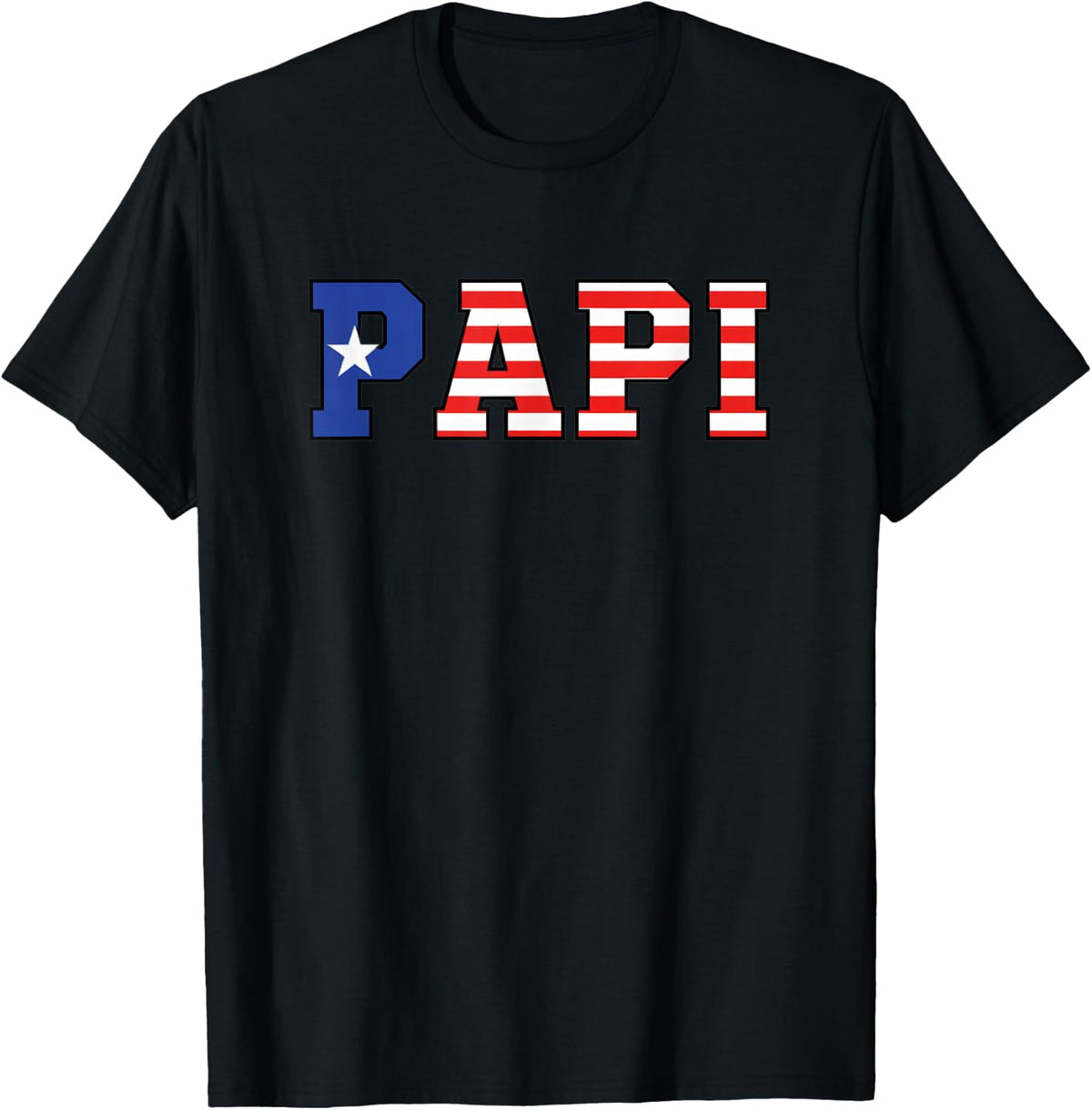 Papi Puerto Rican Flag Latino Hispanic Dad for Men T-Shirt - Black