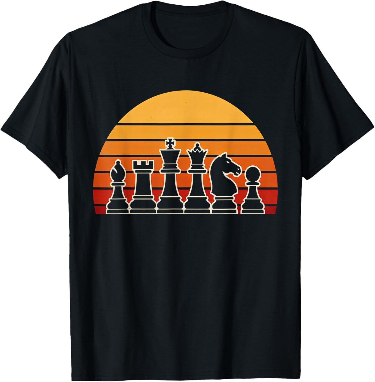 Vintage Chess Player Sunset Grandmaster Game T-Shirt - Black