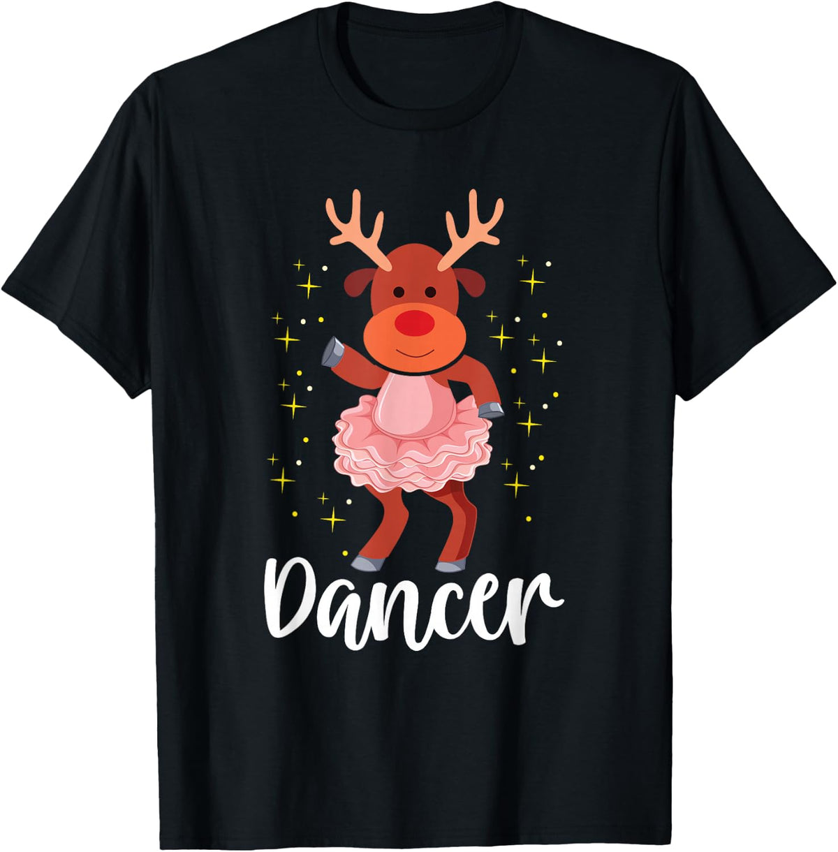 Dancer Christmas Dancing Reindeer Cute Deer Dancer Dance T-Shirt - Black