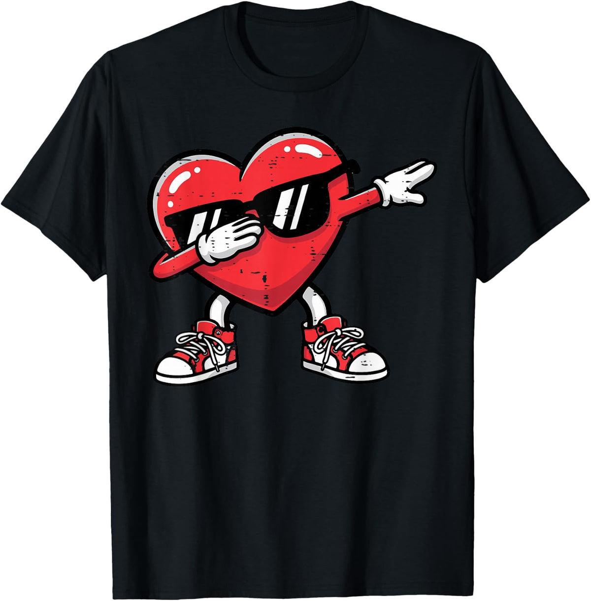 Valentines Day Dabbing Heart Dab Dance Girls Kids Women Men T-Shirt - Black