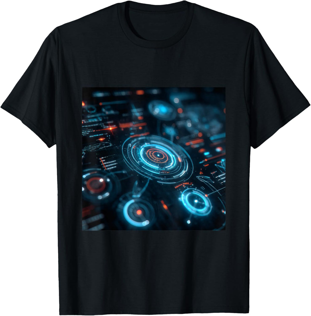 Futuristic Fi HUD Interface Cyberpunk Display T-Shirt - Black