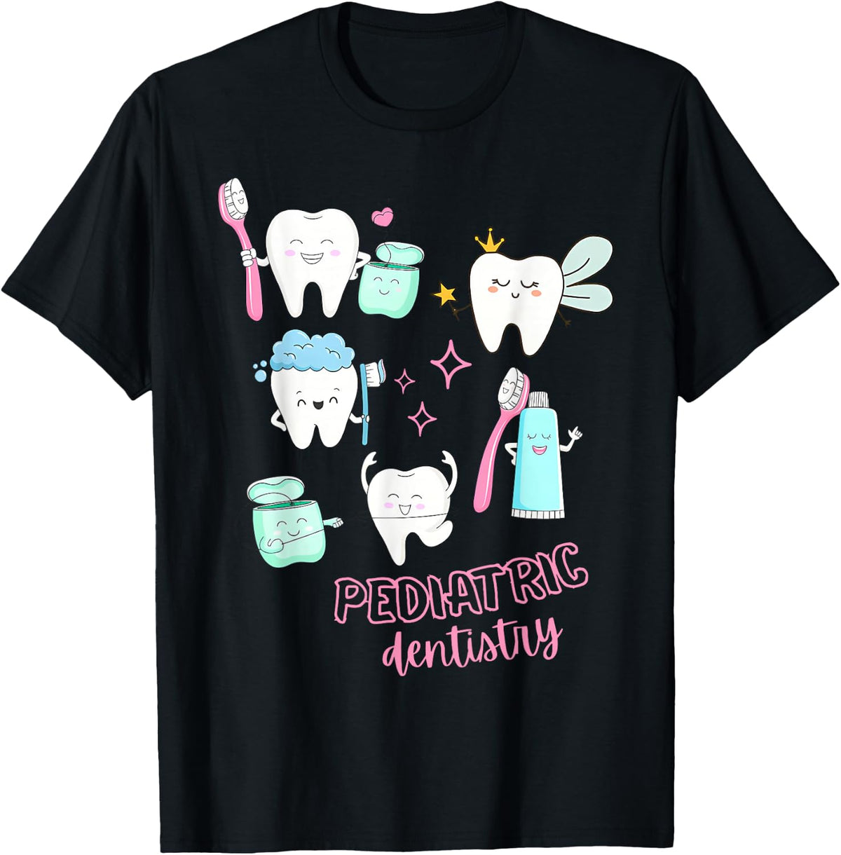 Cute Teeth Pediatric Dentistry Dental Hygienist Dental Squad T-Shirt - Black