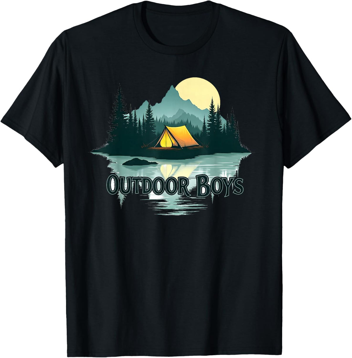 Outdoor Boys Night Nature Forest Wildlife Trees Outdoor T-Shirt - Black