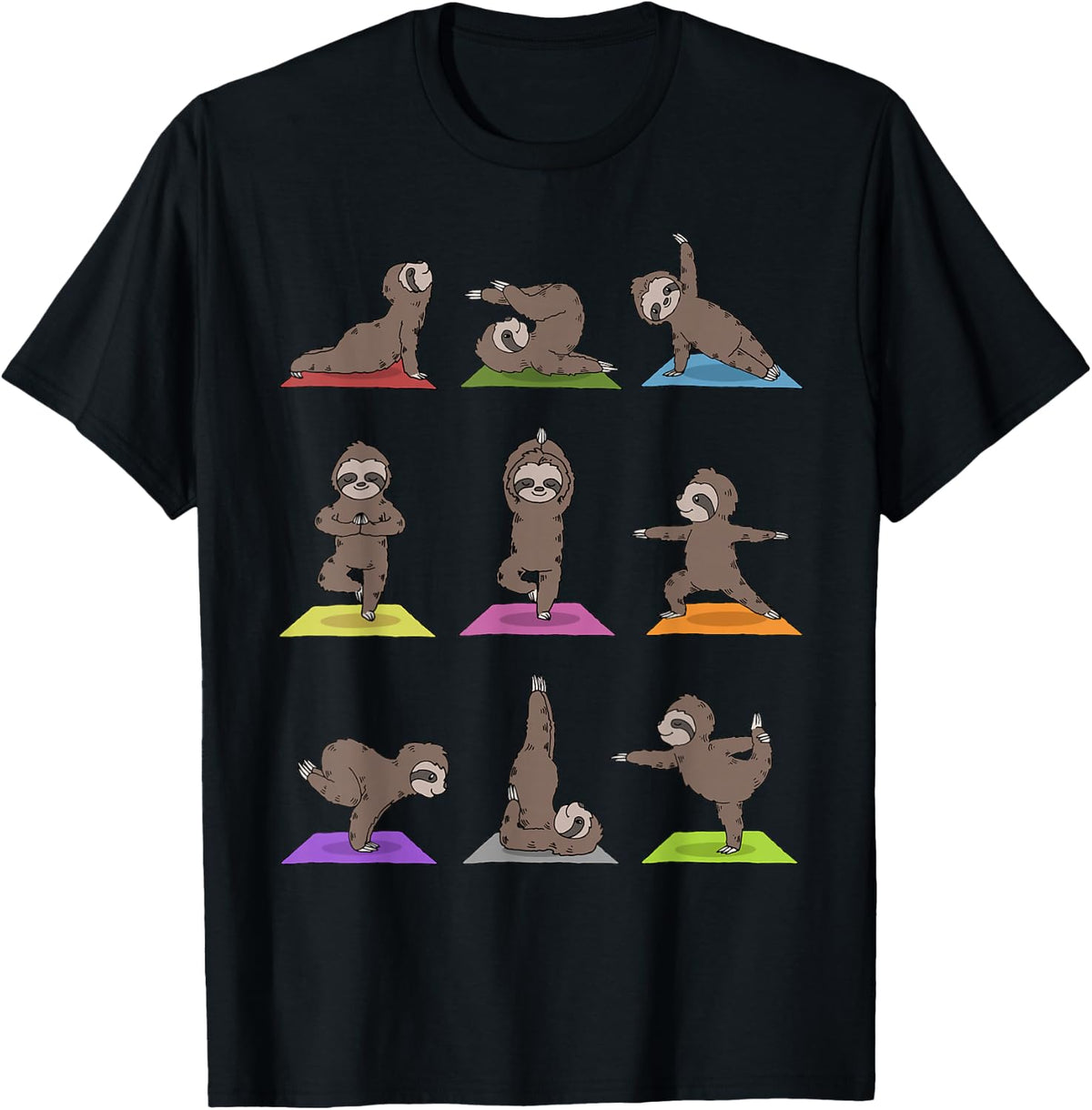 Sloth Yoga T-Shirt - Funny Sloth Shirts For Women Men Yoga Lovers Tees - Black