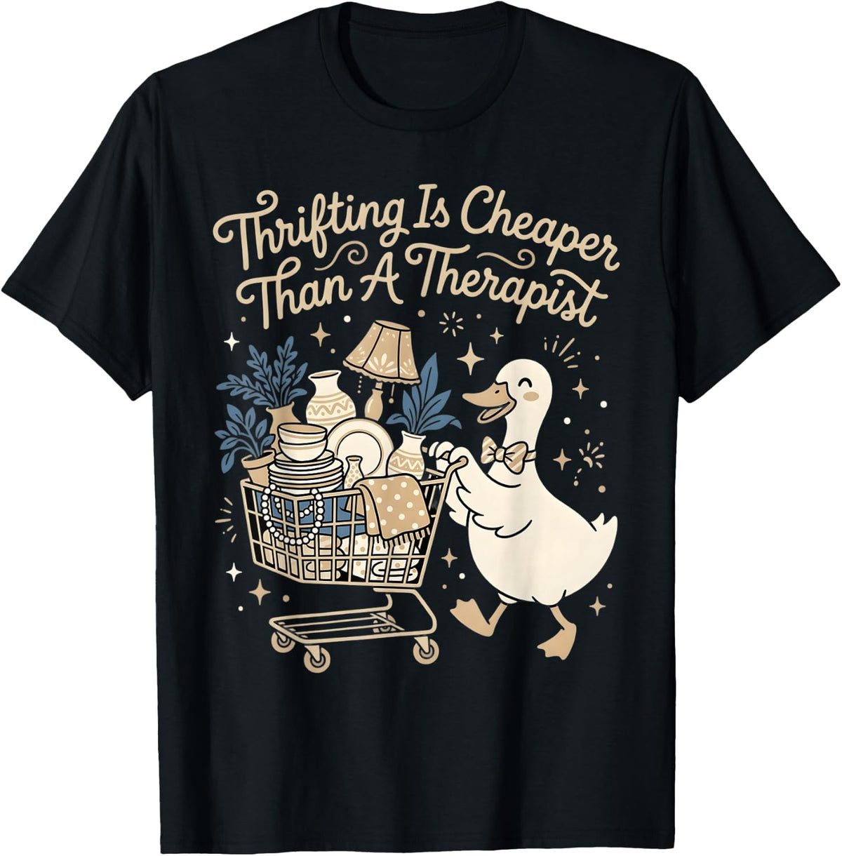 Thrift Store Duck Therapy Thrifting Thrifter T-Shirt - Black