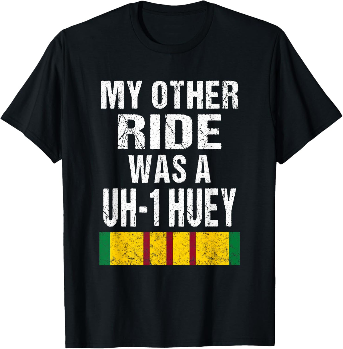 Vietnam Veteran Biker UH-1 Huey Helicopter Vet T-Shirt - Black
