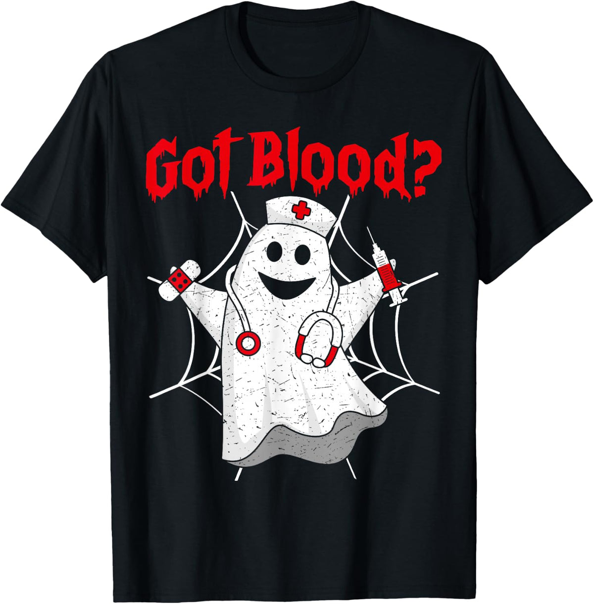 Halloween Ghost Funny Phlebotomist Phlebotomy Men Women T-Shirt - Black