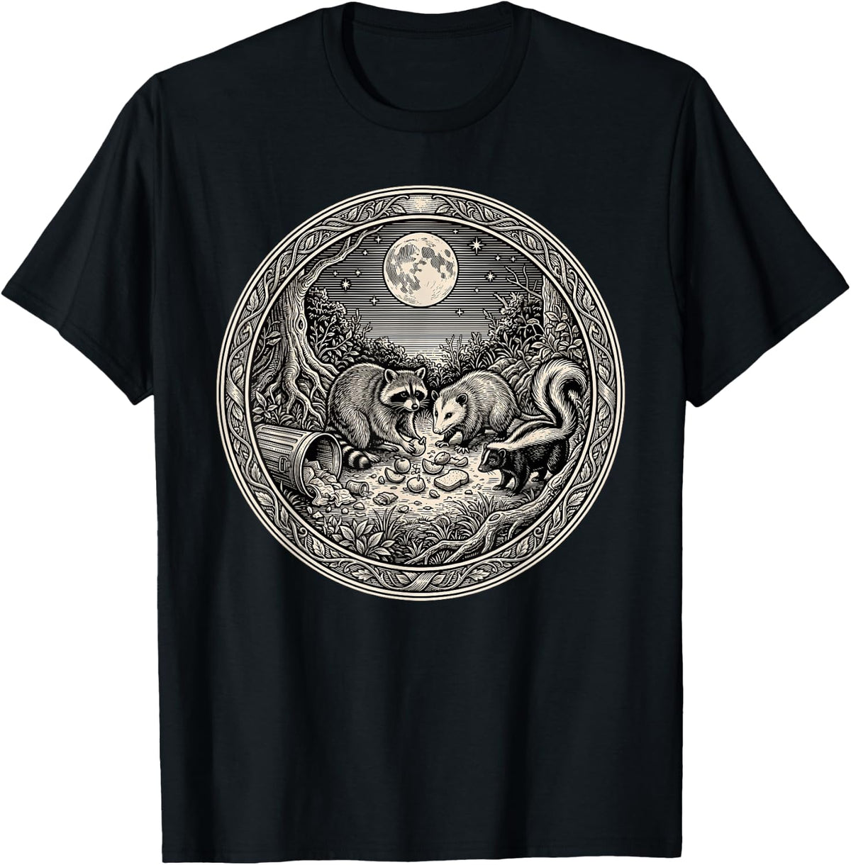 Funny Raccoon Opossum Skunk Trash Panda Possum T-Shirt - Black