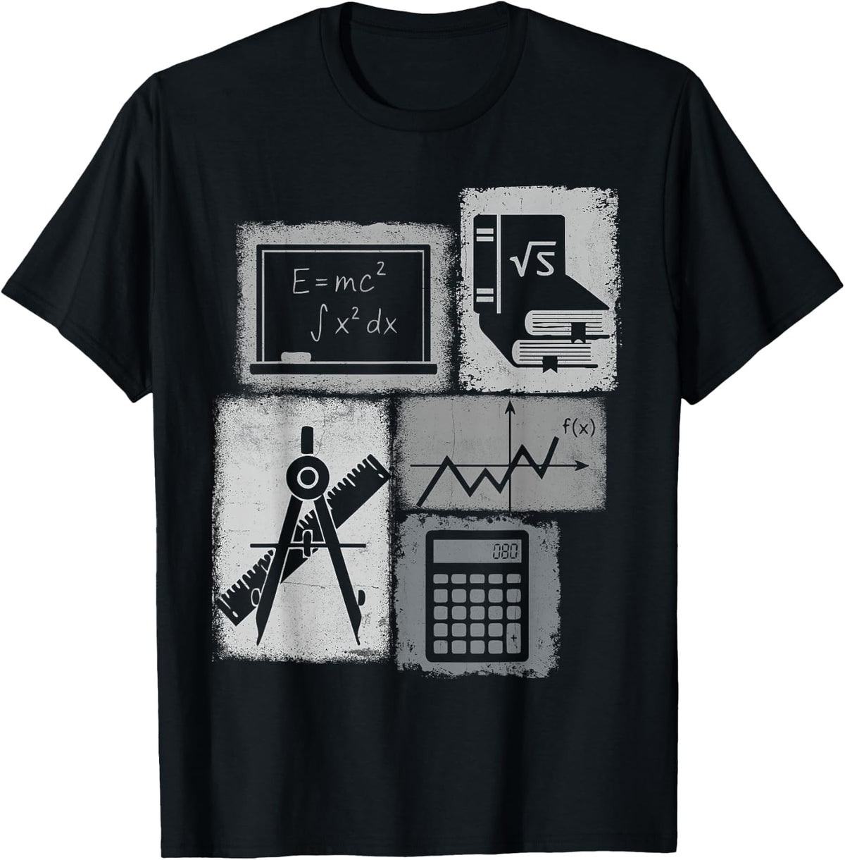 Mathematician Vintage Collage Math Lover T-Shirt - Black