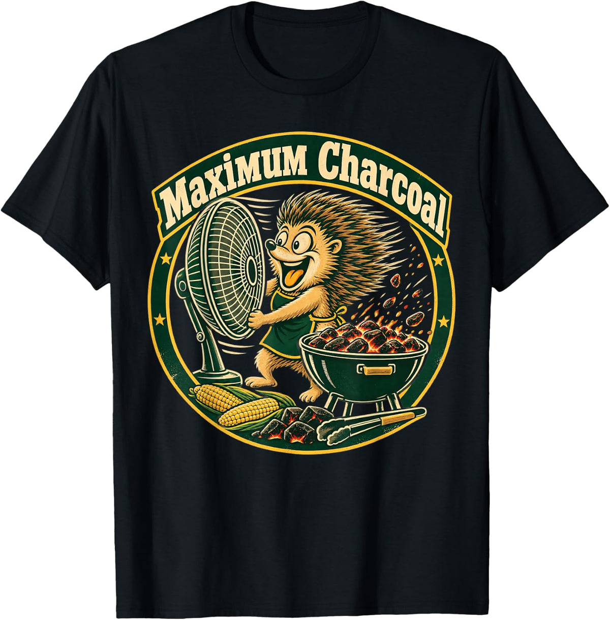 Charcoal Grill Hedgehog Maximum Charcoal T-Shirt - Black
