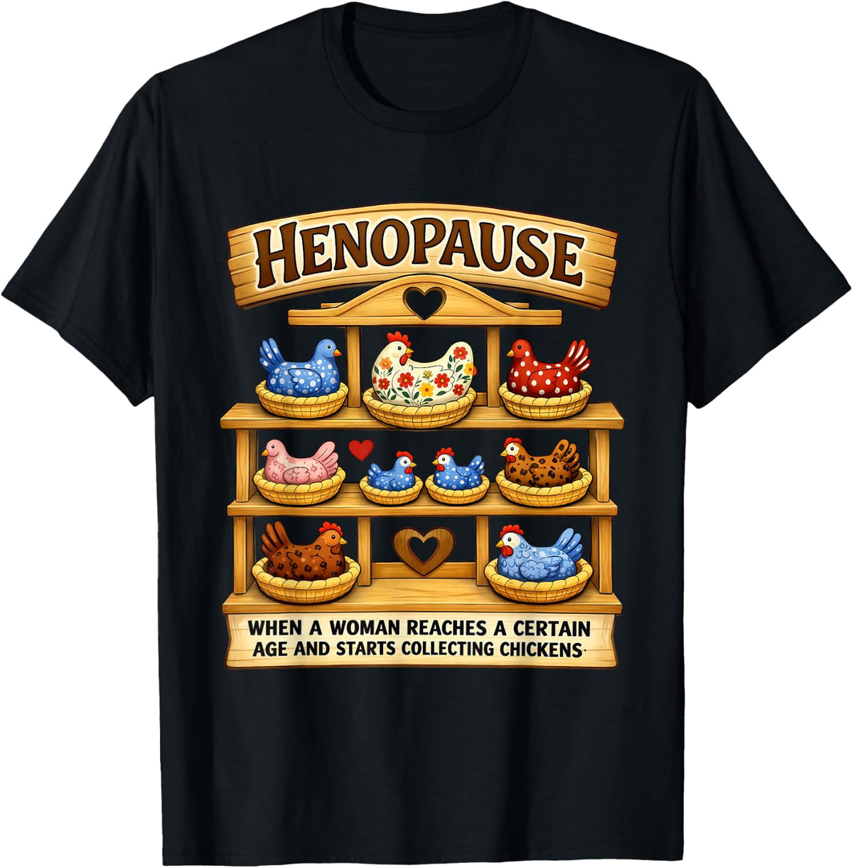Hen in Nest T-Shirt - Black