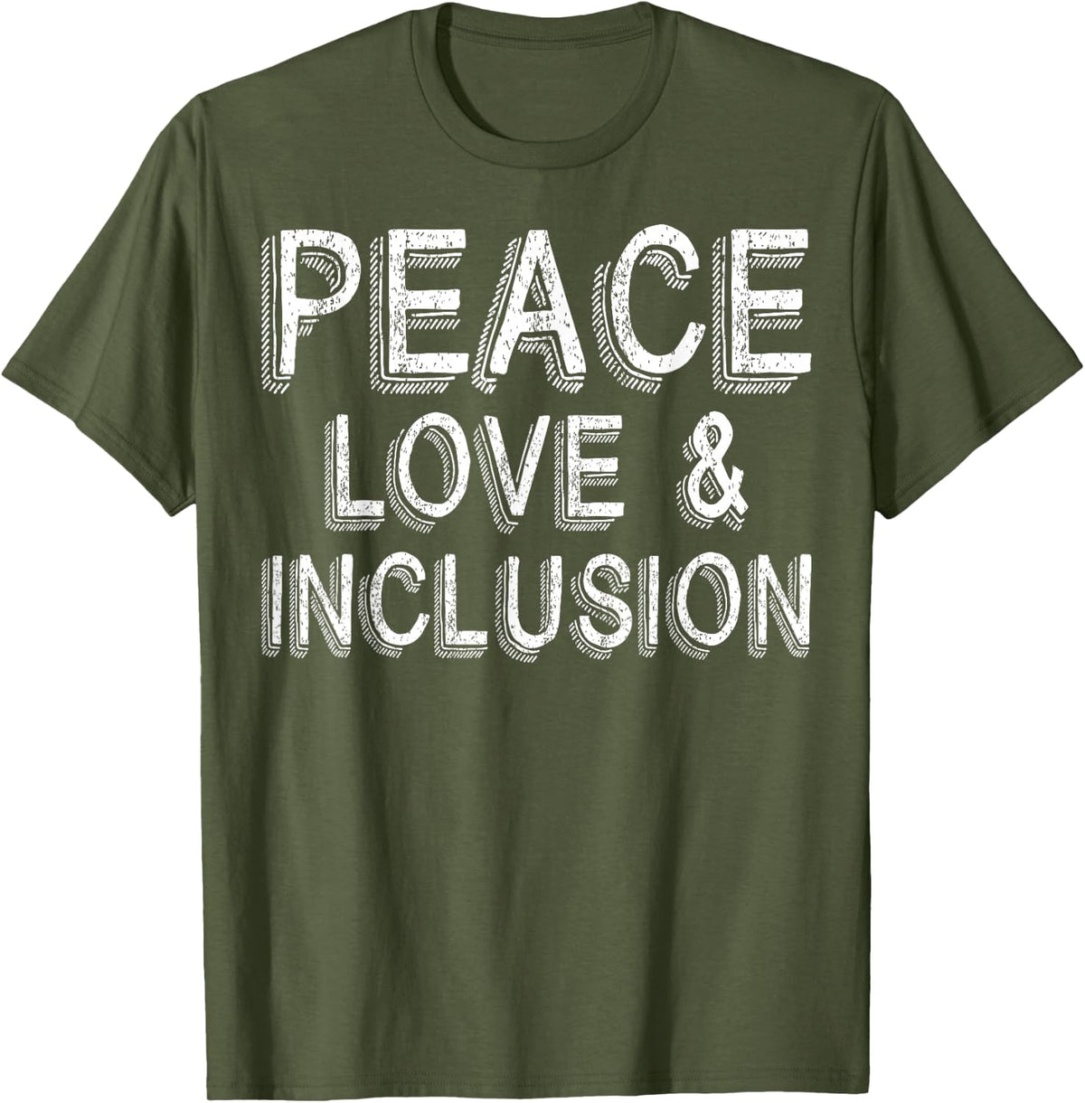 Peace Love & Inclusion - Special Education Teacher T-Shirt - Olive Green