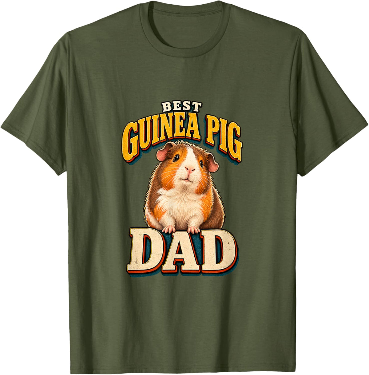 Best Guinea Pig Dad, Guinea Pig Lover, Funny Pet Owner T-Shirt - Olive Green