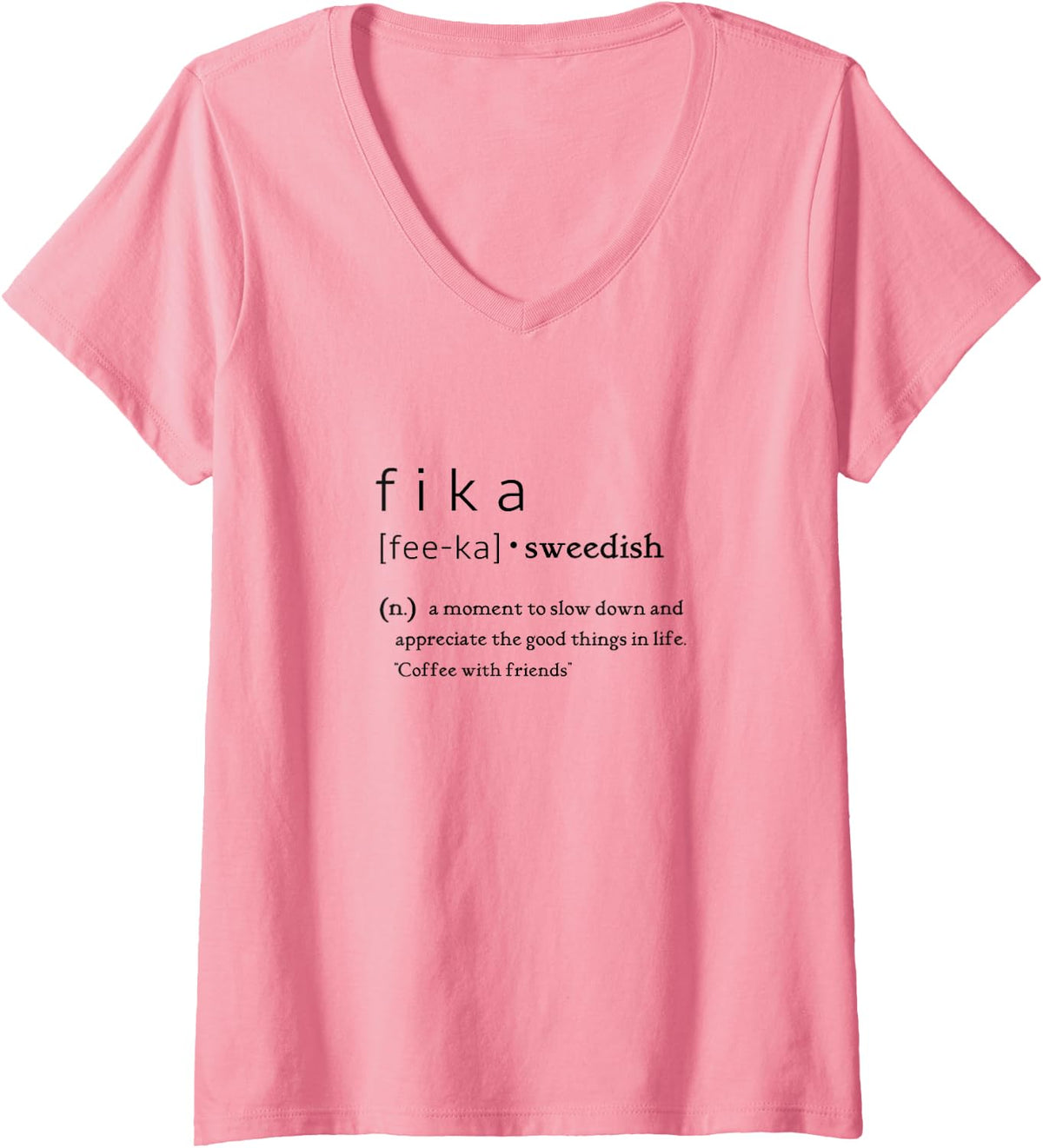 Womens Fika Definition V-Neck T-Shirt - Pink