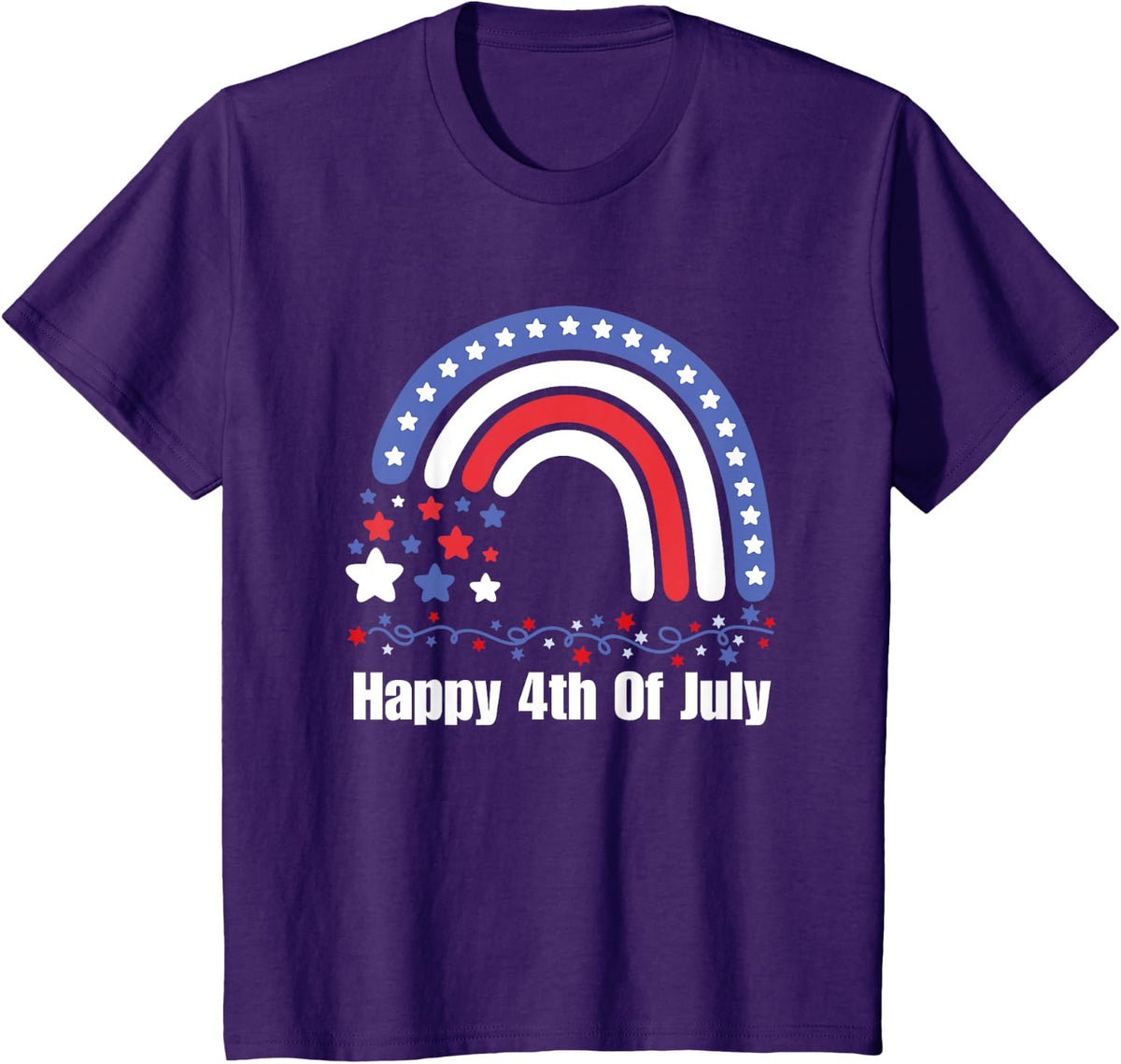 Happy 4th Of July American US Flag T-Shirt - Purple