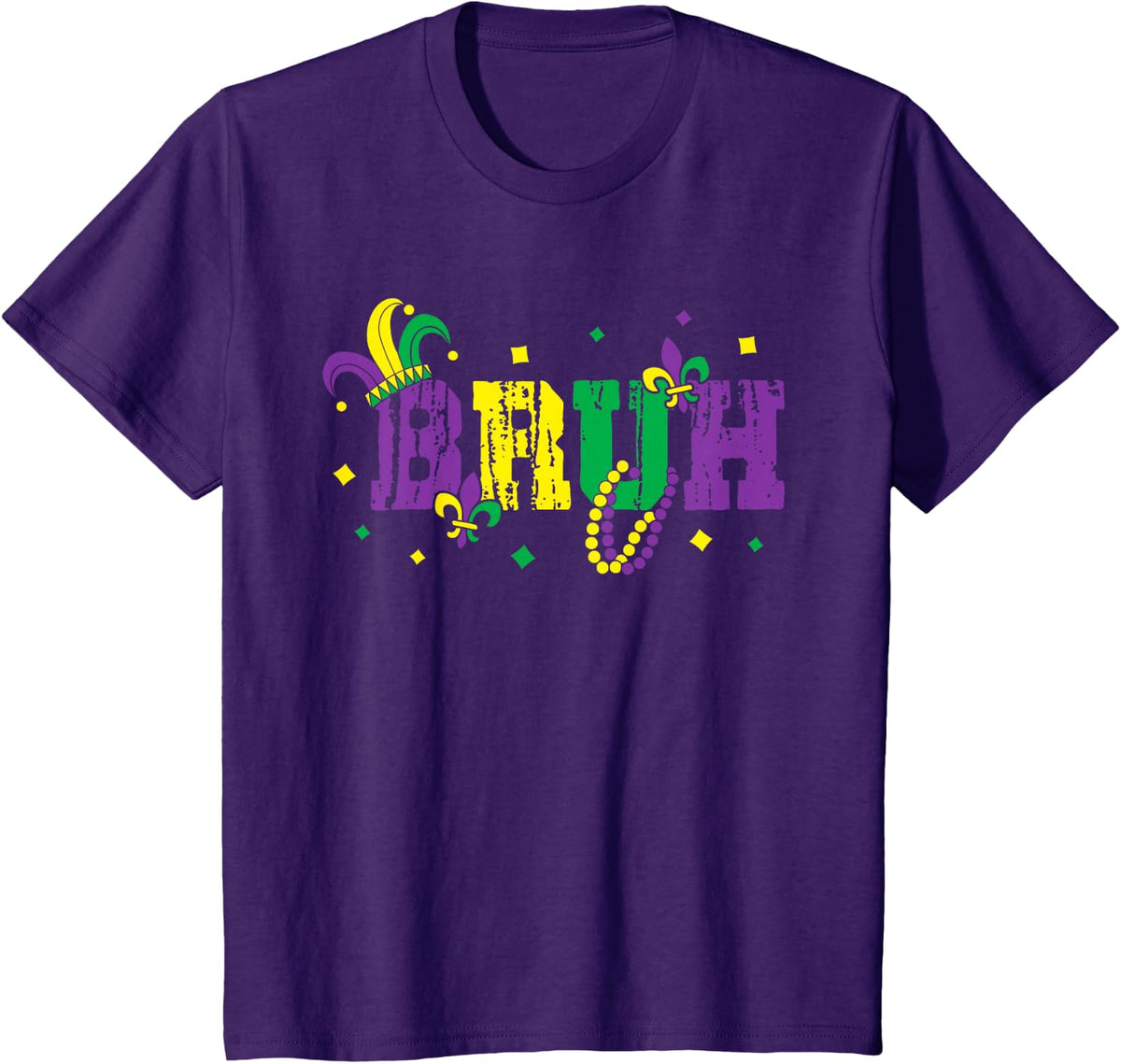 Funny Bruh Mardi Gras Carnival For Teens Boys Kids Bro Meme T-Shirt - Purple