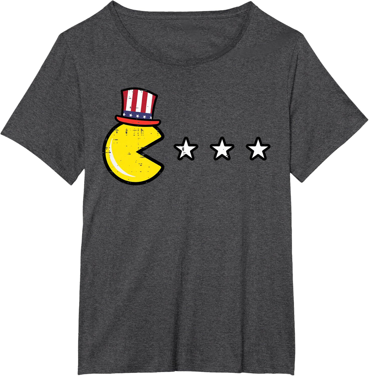 4th July Video Game Eating Stars Retro Gamer Boys Kids Men T-Shirt - Dark Heather Grey