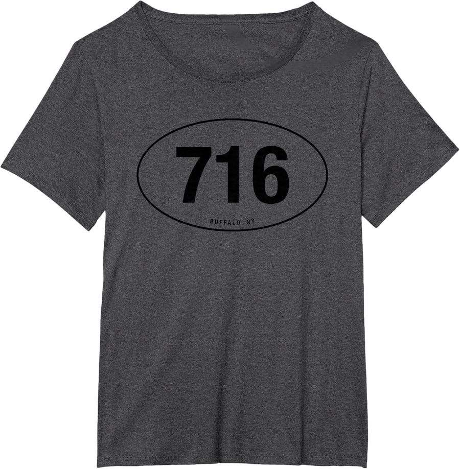 New York Area Code 716 Shirt Oval State Pride Gift T-Shirt - Dark Heather Grey