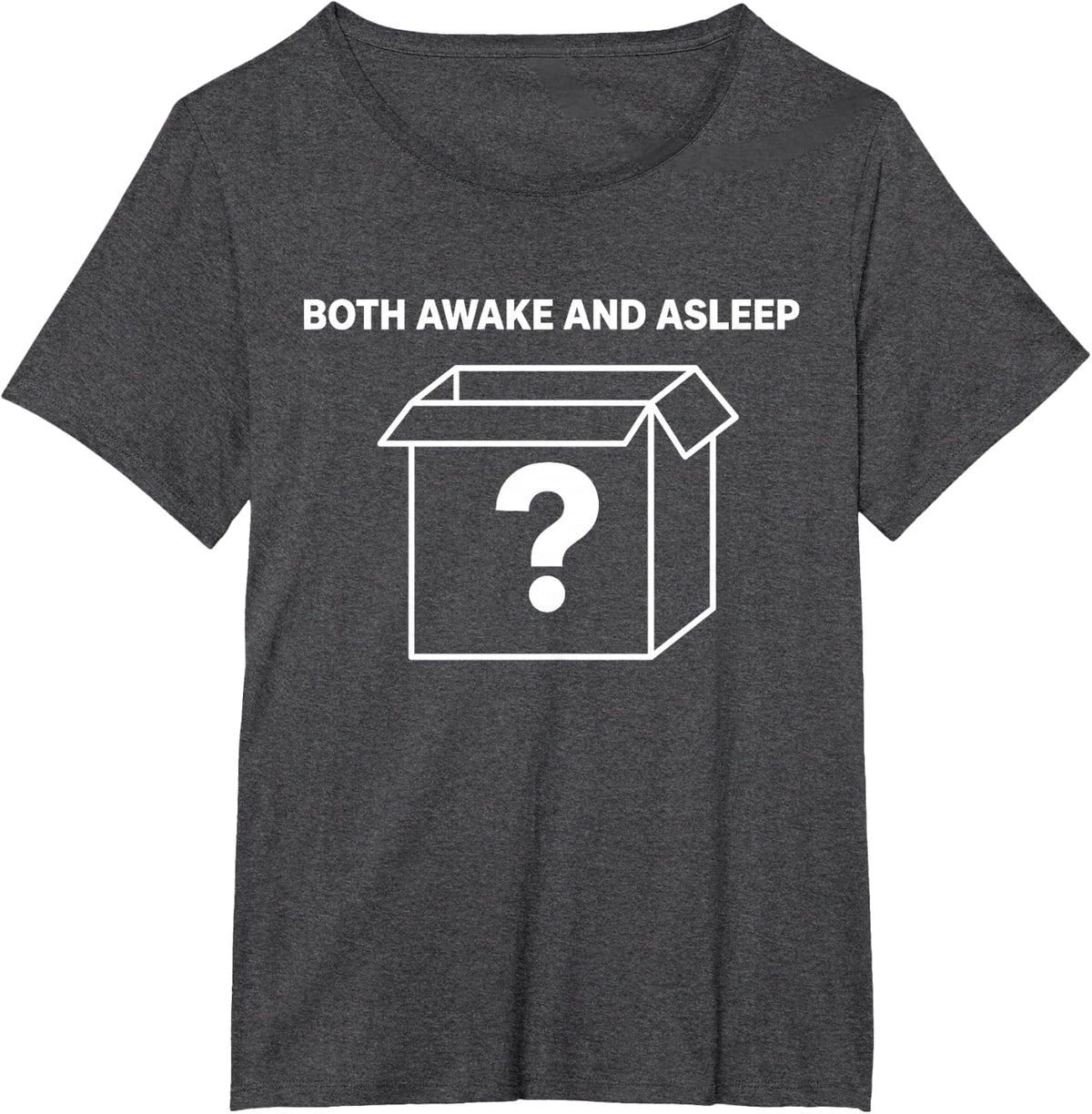 Both Awake and Asleep Schrodingers Cat Paradox Mystery Box T-Shirt - Dark Heather Grey