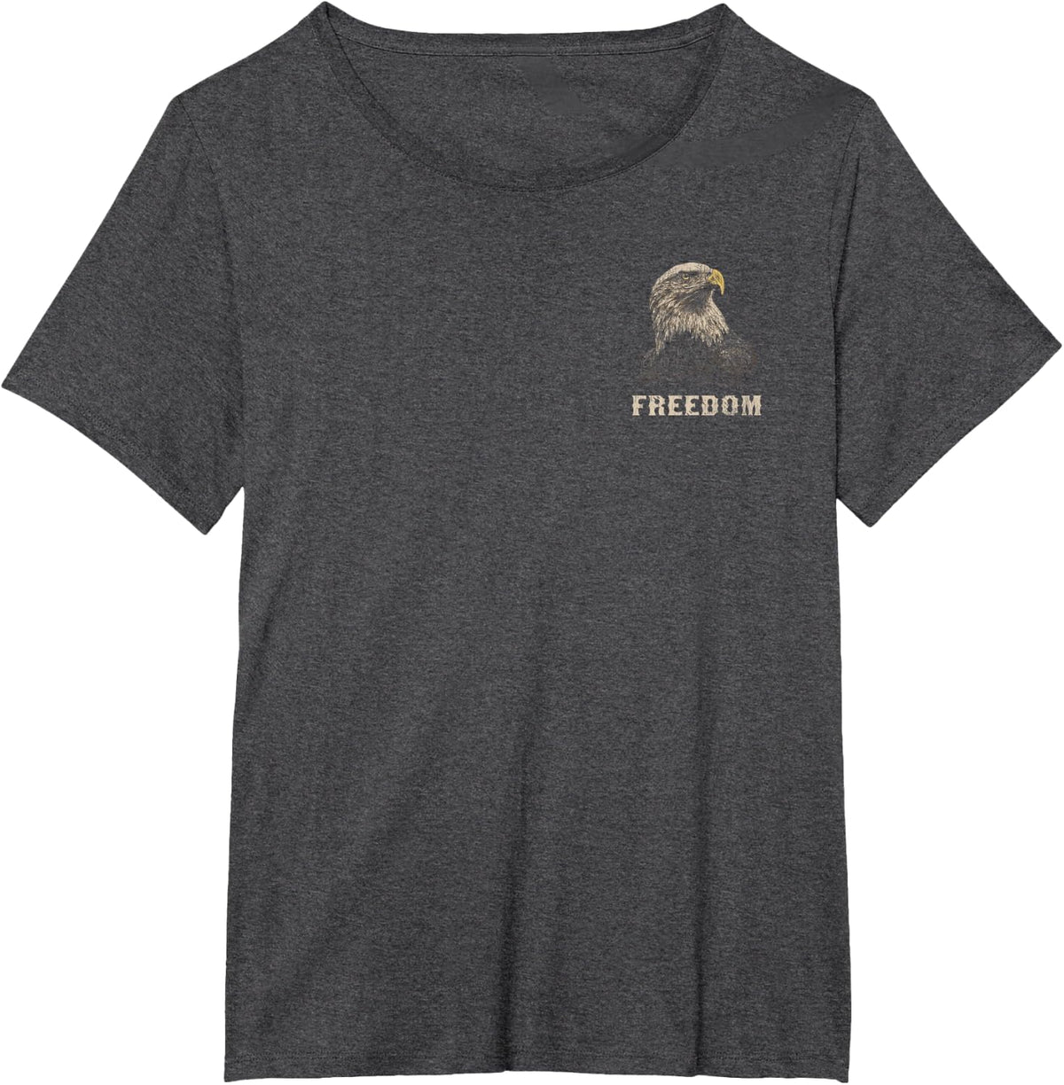 Freedom Bald Eagle American Flag (Design on Front and Back) T-Shirt - Dark Heather Grey