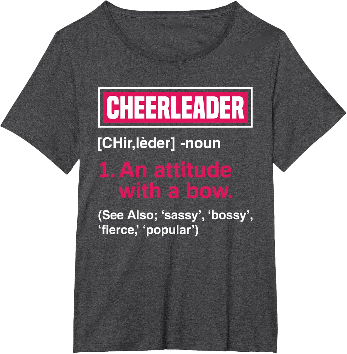 Cheerleader An Attitude With A Bow Cheerleader Cheerdance T-Shirt - Dark Heather Grey