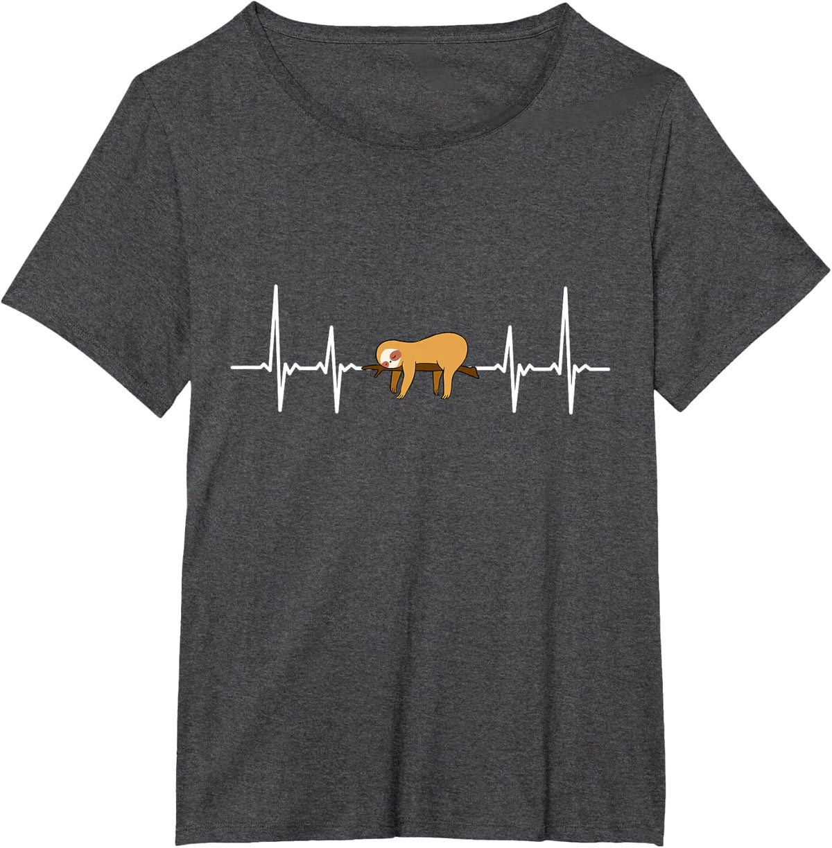 Sloth Heartbeat Sloth Lover T-Shirt - Dark Heather Grey