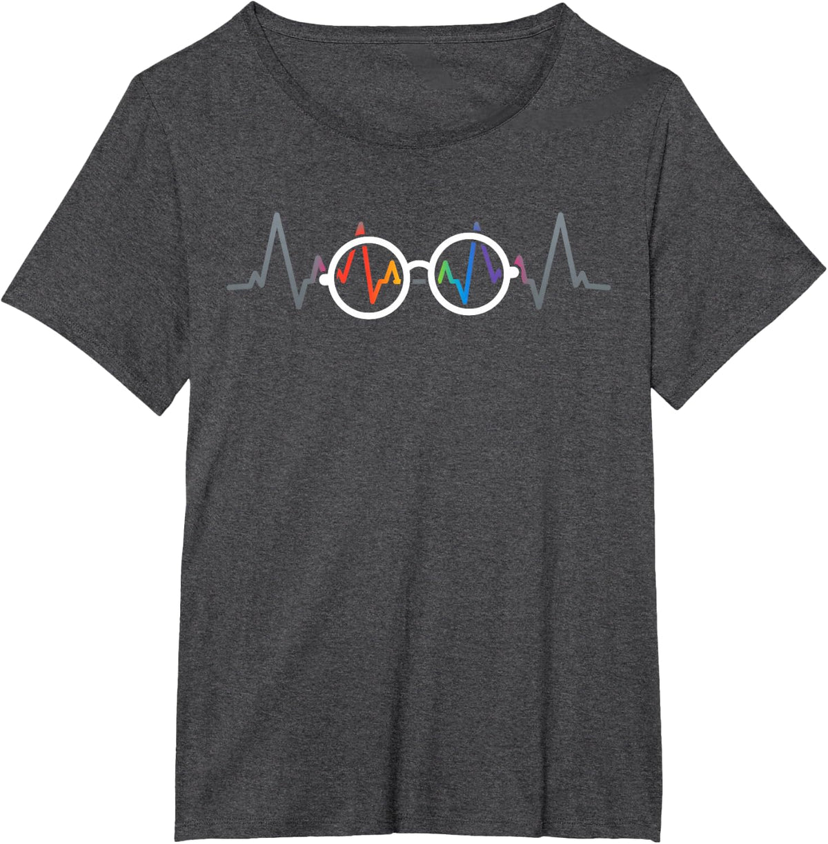 Eye Doctor Gifts Glasses, Heartbeat Optician Optometrist T-Shirt - Dark Heather Grey