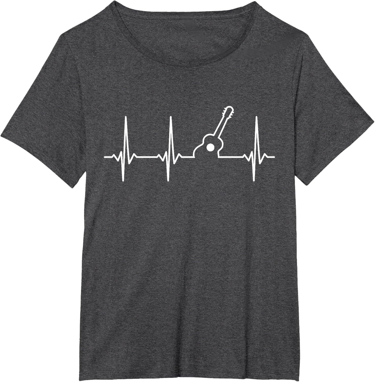 Guitarist Musician Heartbeat Acoustic Guitar T-Shirt - Dark Heather Grey