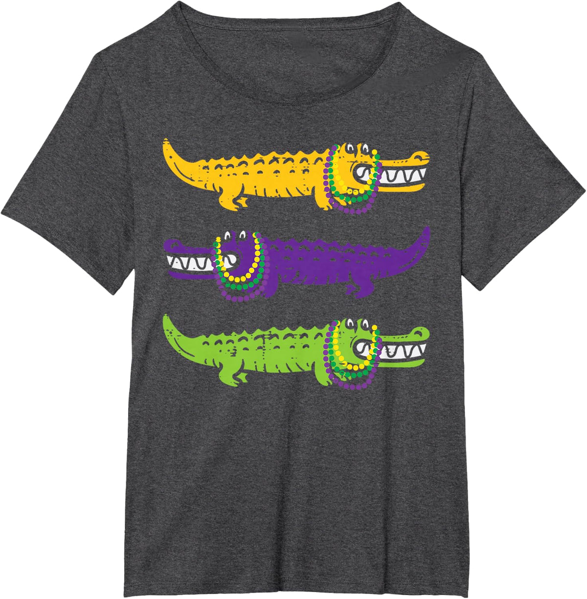 Aligator Crocodiles Louisiana Mardi Gras Women Men Kids T-Shirt Small - Dark Heather Grey