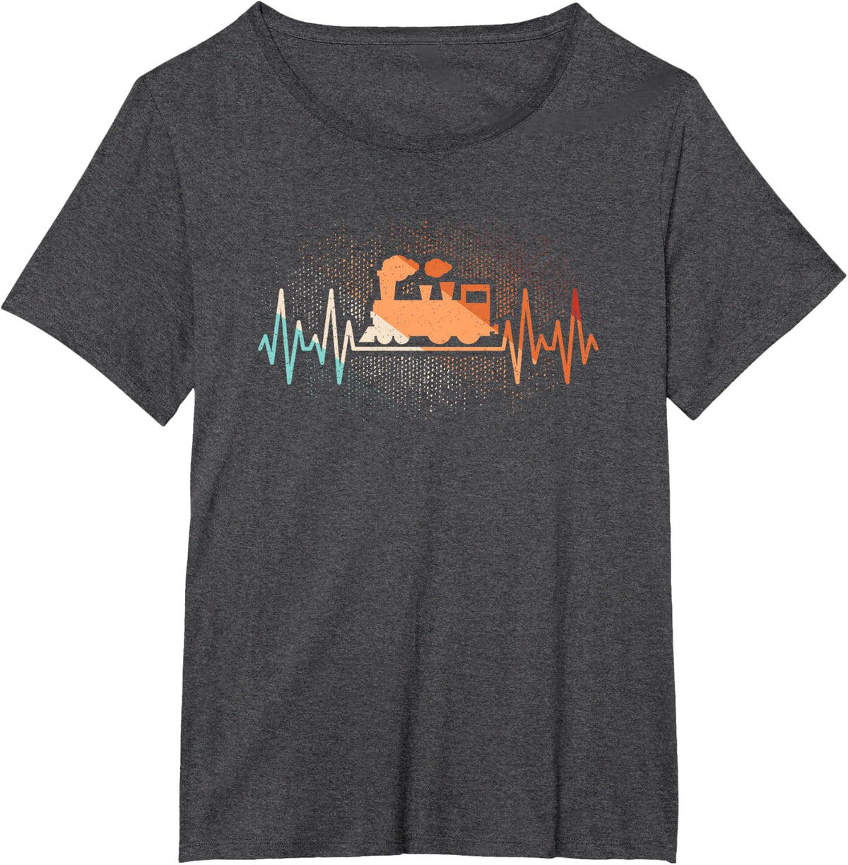 Train Heartbeat Model Train Railroad Retro Locomotive Men T-Shirt - Dark Heather Grey