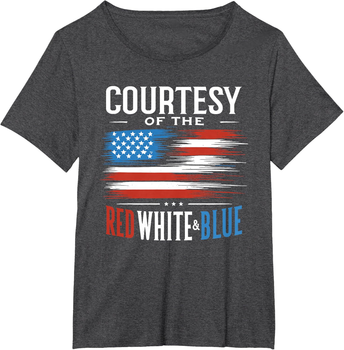 Courtesy Red White Blue Funny Patriotic US Flag Lover T-Shirt - Dark Heather Grey