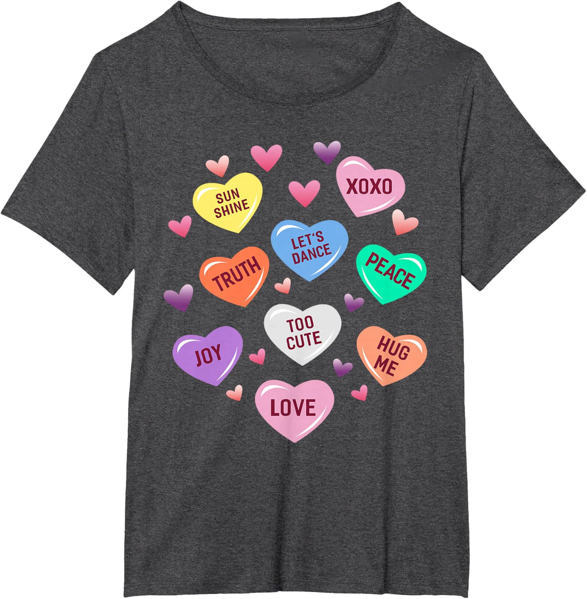 Valentine's Day Heart Candy Design for Men Woman & Kids T-Shirt - Dark Heather Grey