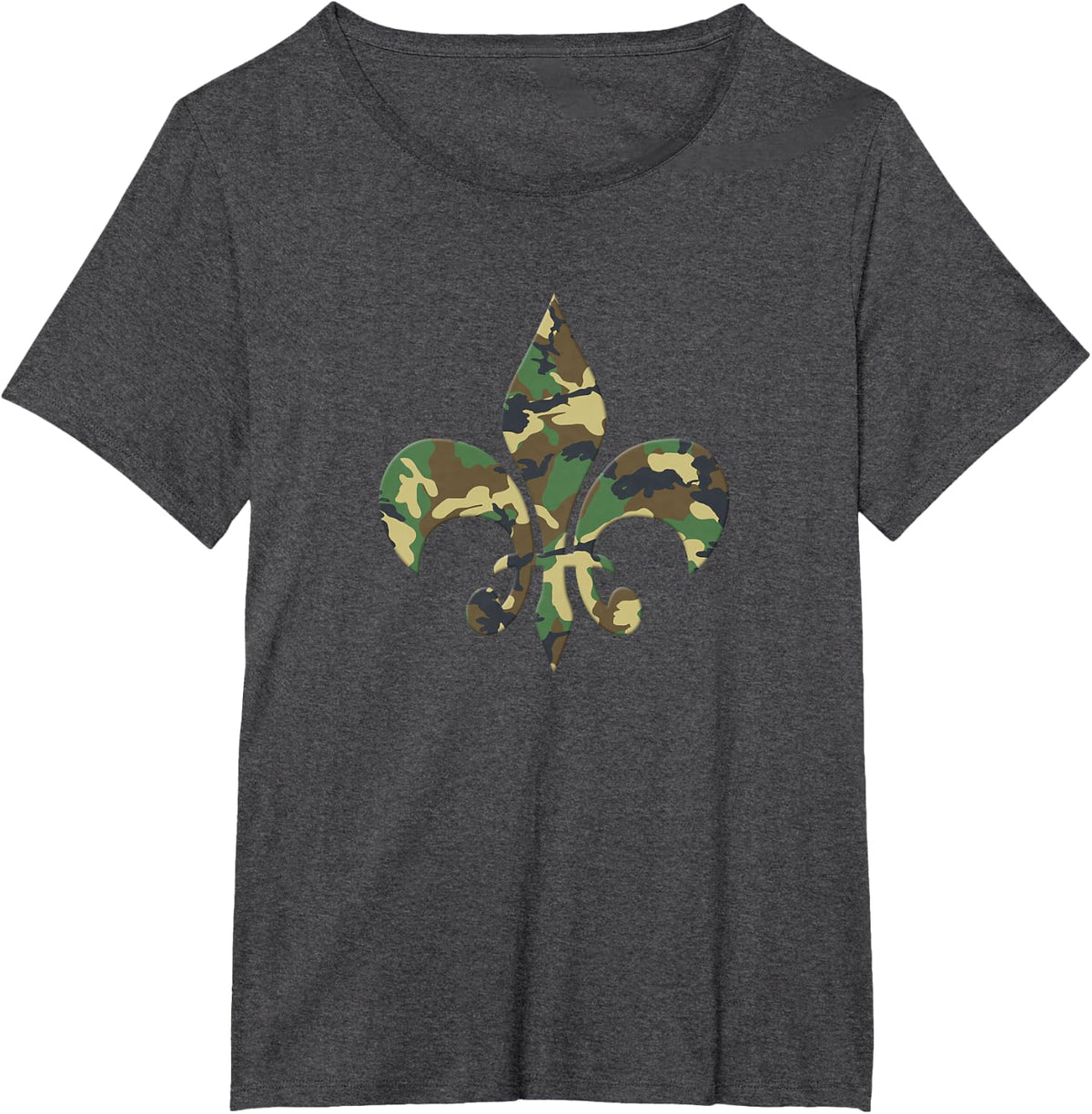 Vintage Fleur De Lis Camo New Orleans NOLA Mardi Gras T-Shirt - Dark Heather Grey