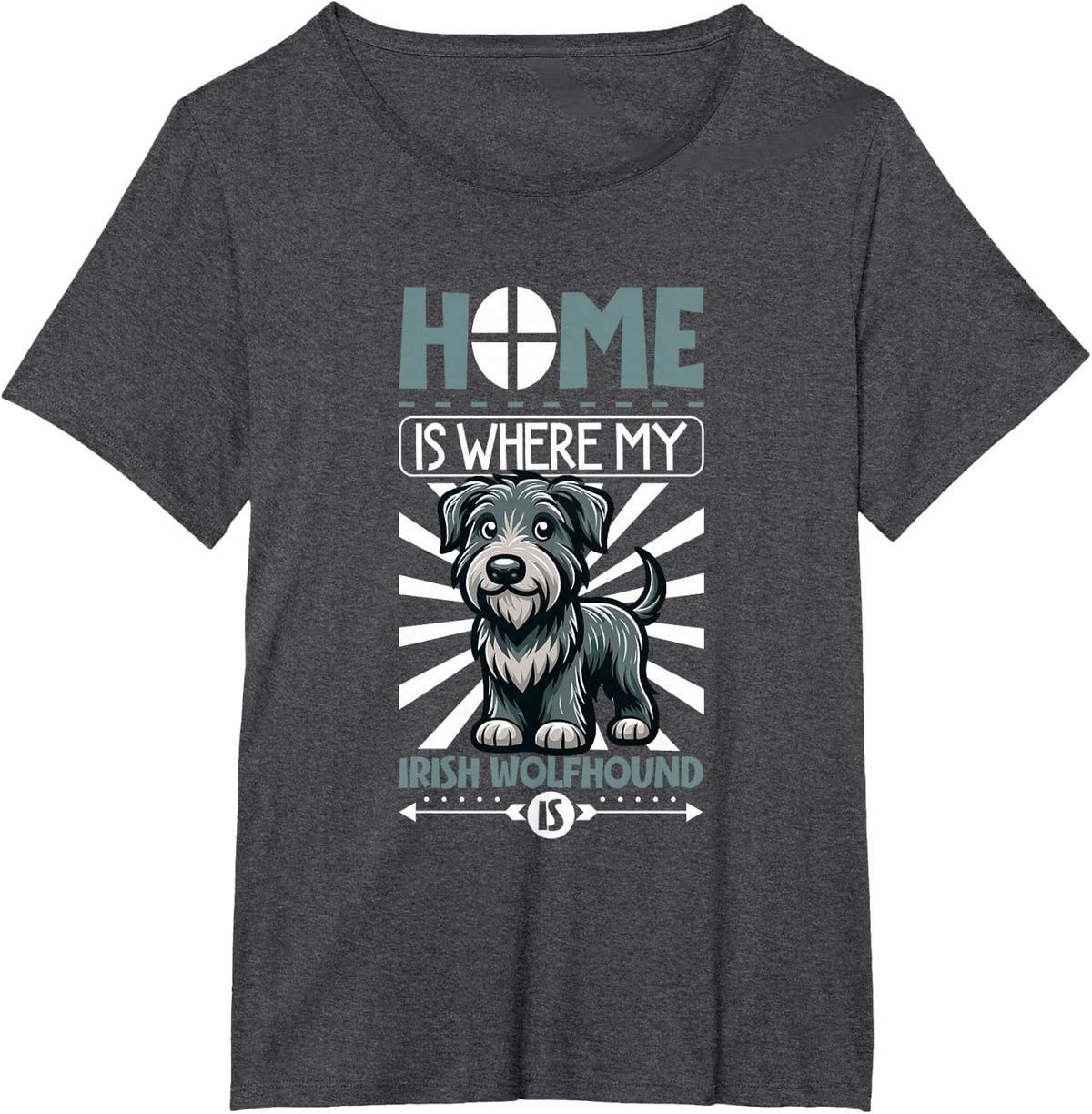 Home is with My Irish Wolfhound T-Shirt - Dark Heather Grey