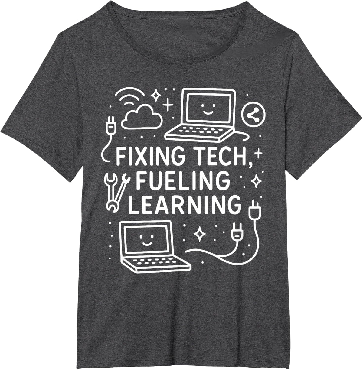 Computer Teacher Fixing Tech Fueling Learning IT Engineering T-Shirt - Dark Heather Grey