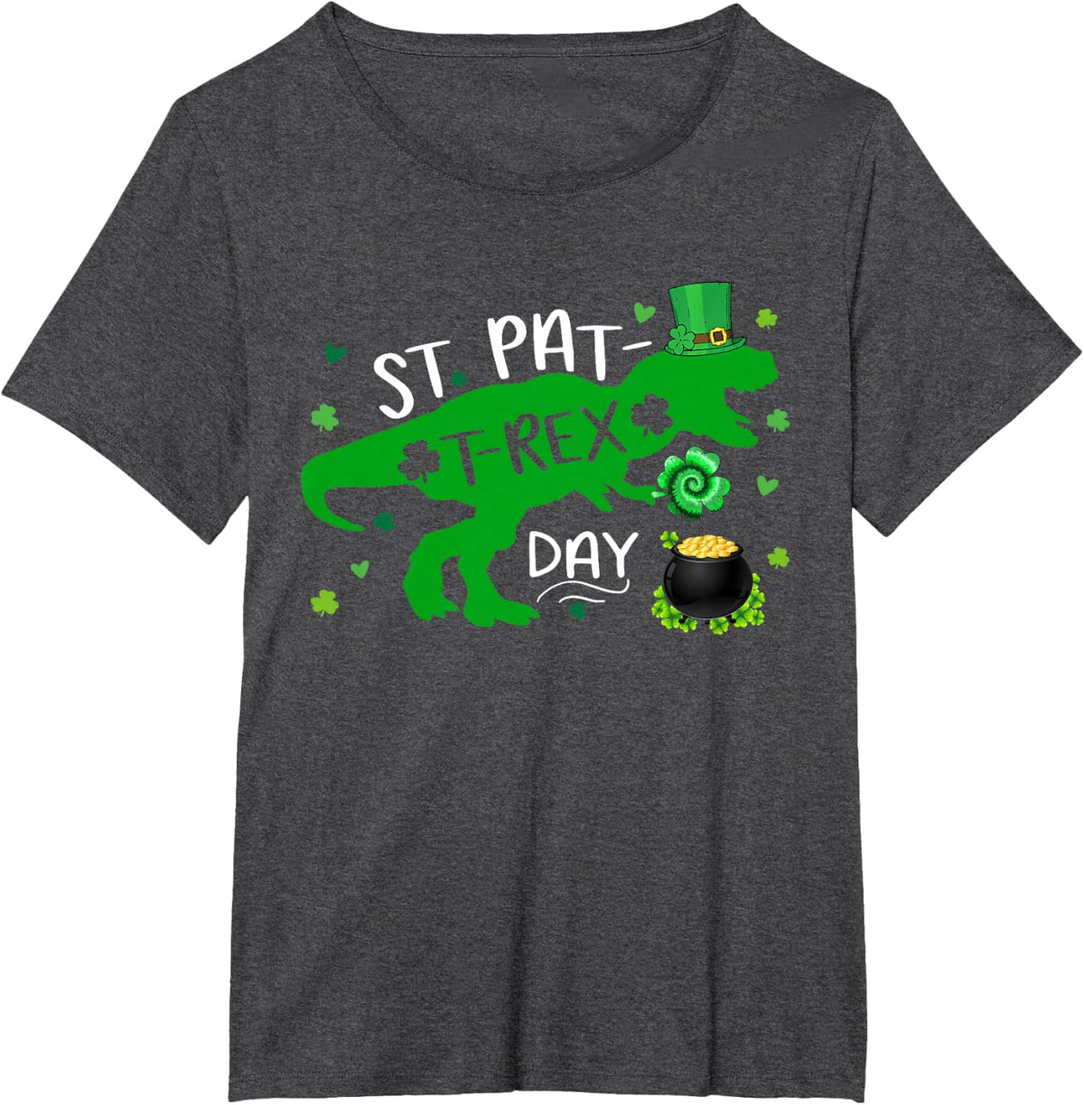 Happy St Pat Trex Day Dino St Patricks Day Toddler Boys Gift T-Shirt - Dark Heather Grey